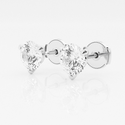 Round Lab Grown Diamond Three Prong Martini Stud Earrings