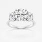 Vault 4ct Lab Round Brilliant Cut Diamond Three Stone Diamond Ring in White Gold