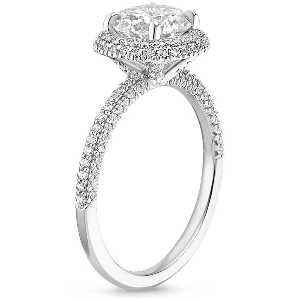 Vault 3/4 Pave Solitaire Engagement Rings