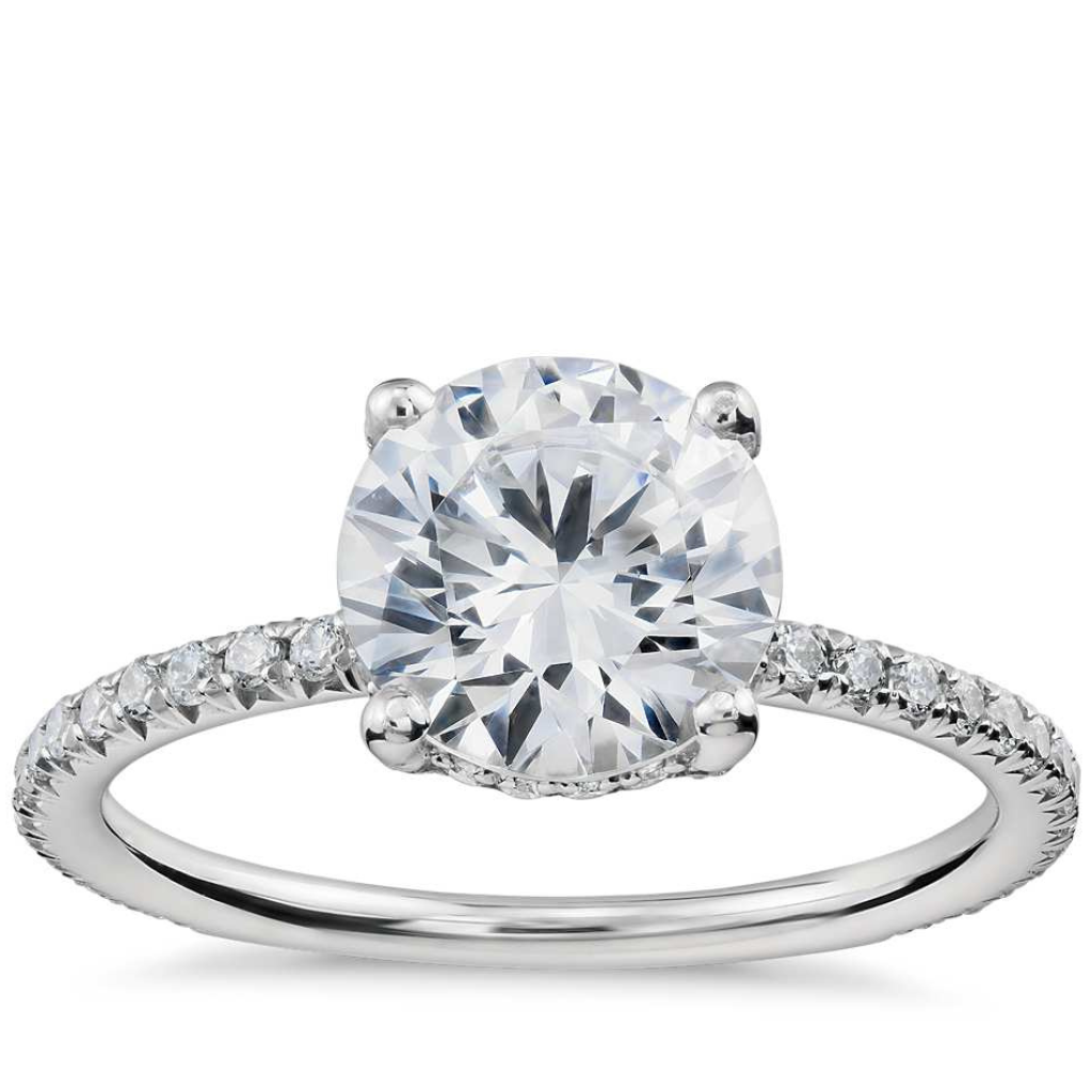 Vault 3/4 Pave Solitaire Engagement Rings