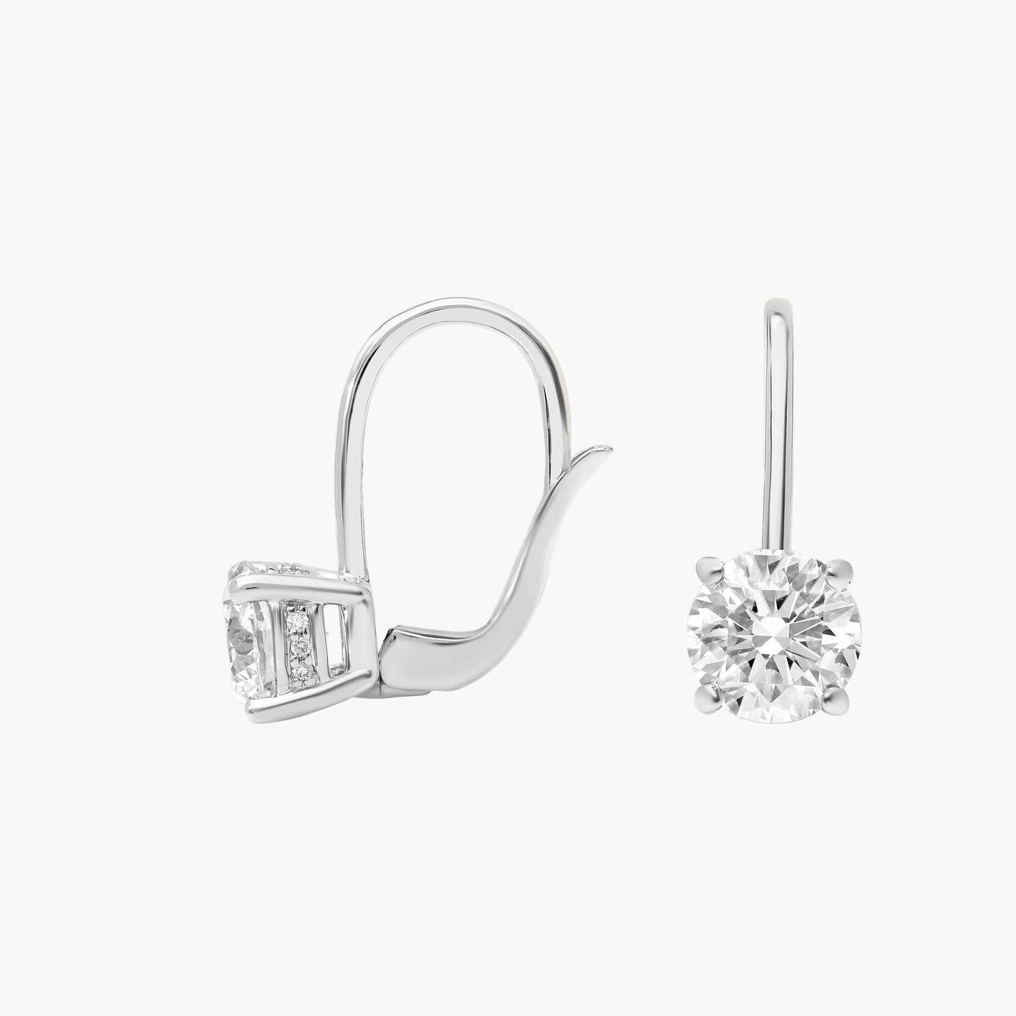 Lever Back Hidden Halo Lab-Grown Diamond Stud Earrings