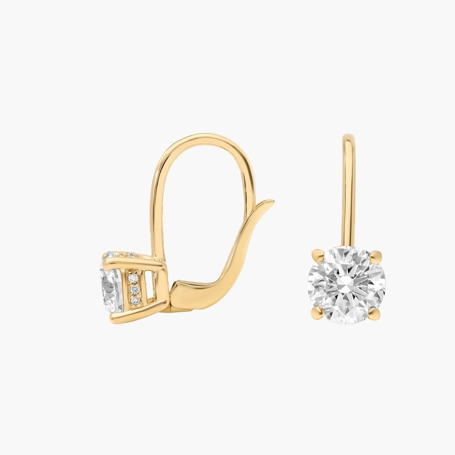 Lever Back Hidden Halo Lab-Grown Diamond Stud Earrings