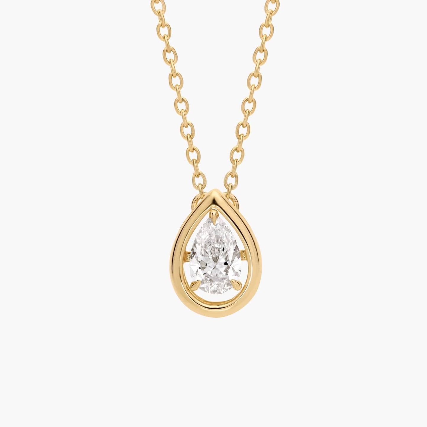 Lab Grown Diamond Pear Cut Floating Solitaire Pendant