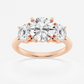 Round Lab Grown Diamond Three-Stone Ring in Rose Gold