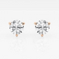 Round Lab Grown Diamond Three Prong Martini Stud Earrings