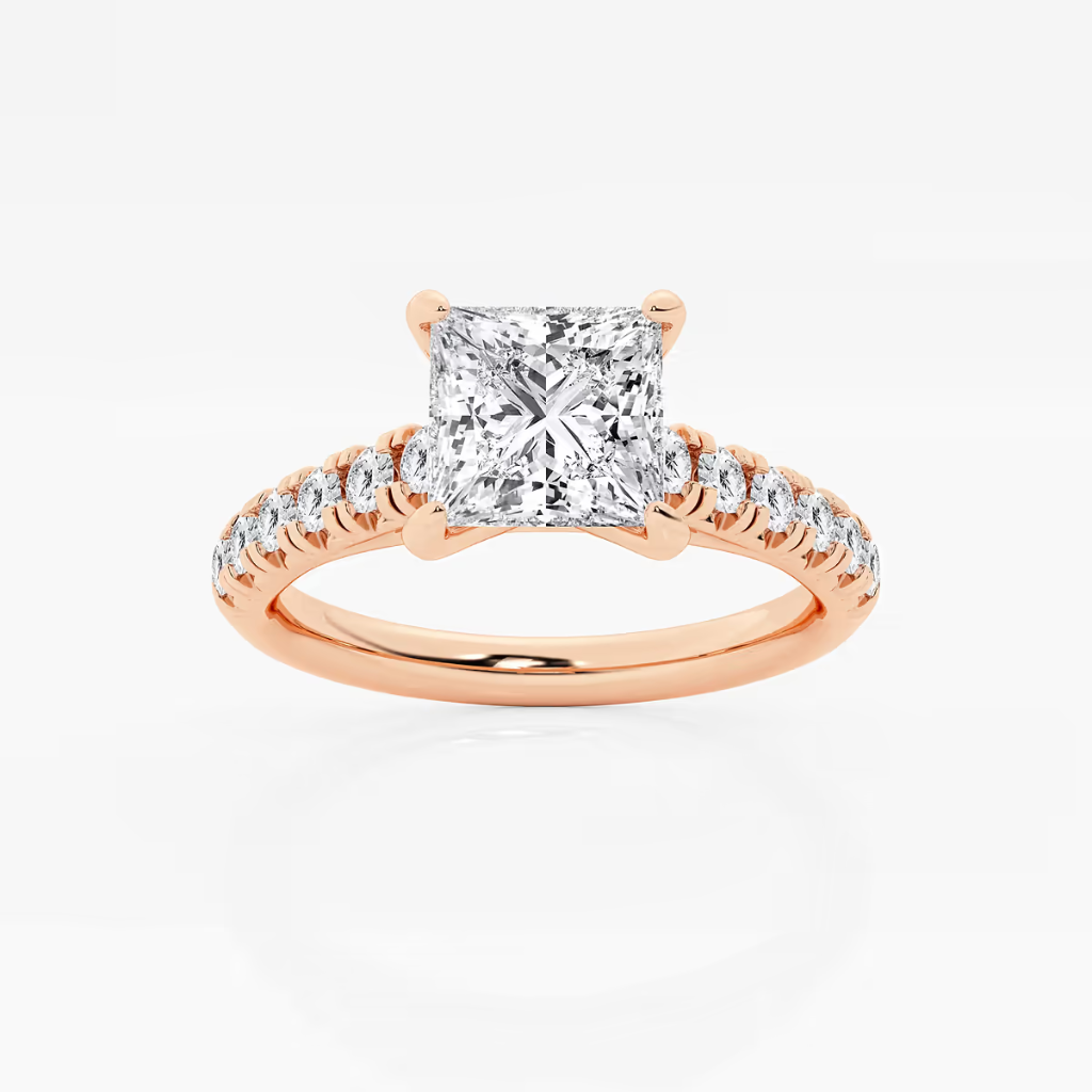 Vault 3/4 Pave Solitaire Engagement Rings