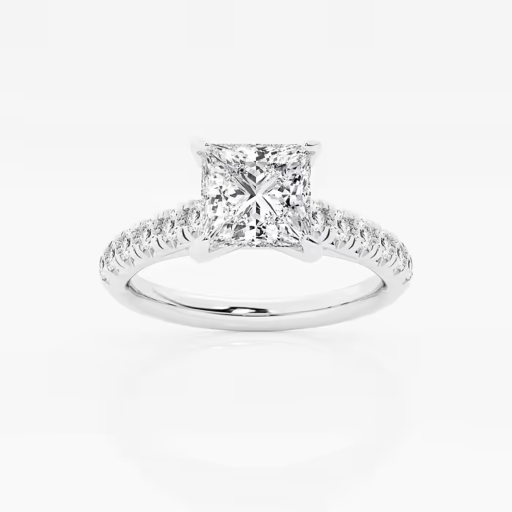 Vault 3/4 Pave Solitaire Engagement Rings