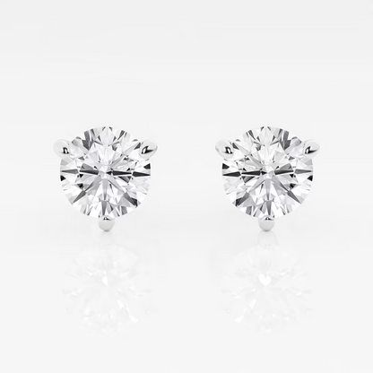 Round Lab Grown Diamond Three Prong Martini Stud Earrings