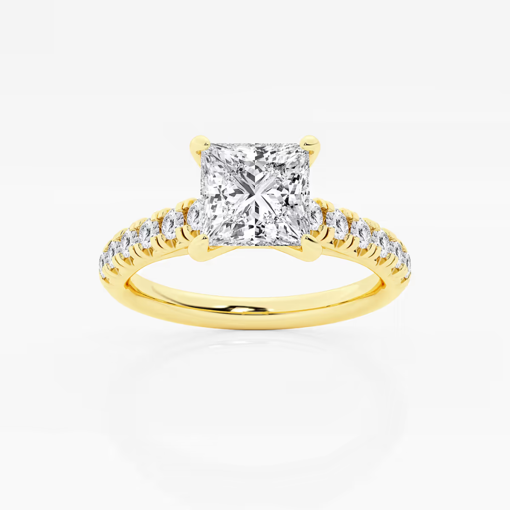 Vault 3/4 Pave Solitaire Engagement Rings